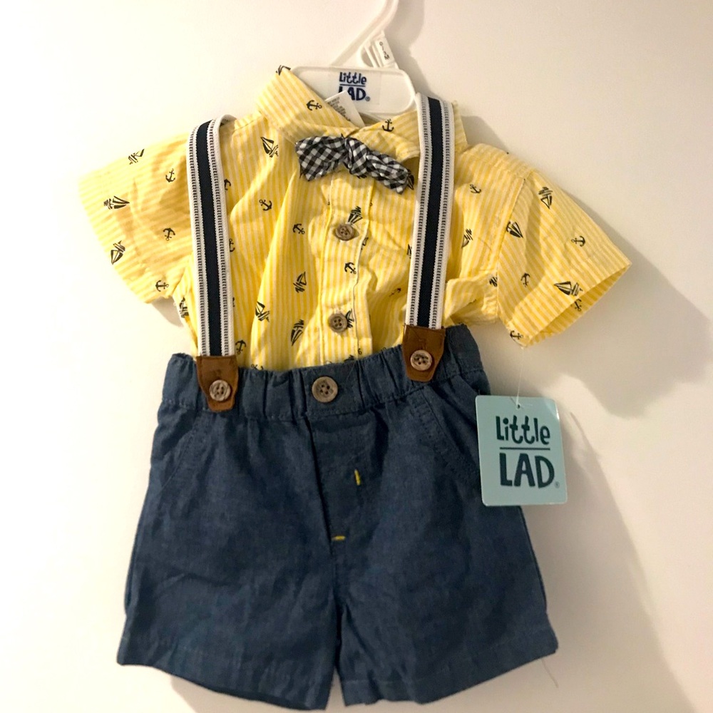 Little Lad suspenders dress outfit